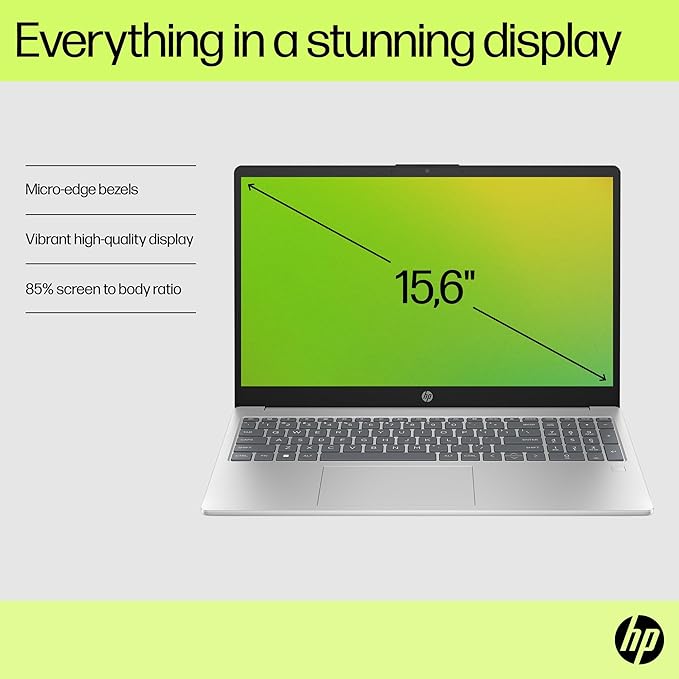 HP Laptop 15-fd1020ne, 15.6" FHD Display, Intel® Core™ Ultra 5-125H, 16GB DDR5 RAM, 512GB SSD, Intel® AI Boost (11 NPU TOPS), Eng/Arb Kb, Windows 11 Home, Natural silver (Open Box)