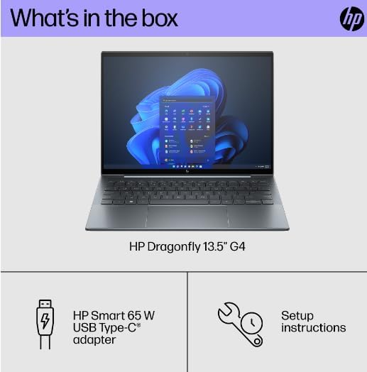 HP Dragonfly G4 13.5" WUXGA 400 Nits Touchscreen Slim & Light Laptop - Intel Evo Core i7-1355U - Thunderbolt4 – Backlit - 32GB - Win11 Pro W/HDMI (32GB RAM |1TB PCIE SSD)(Open Box) (Renewed)