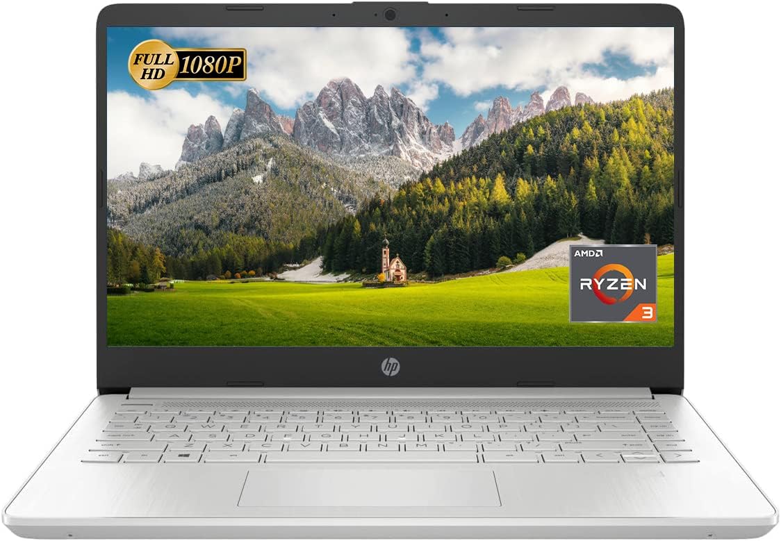 HP 14'' Full HD Screen Laptop, AMD Ryzen 3 3250U Processor, 8GB DDR4 RAM, 512GB SSD, USB Type-C, Wi-Fi, HD Webcam, HDMI, Windows 11 Home, Silver (Renewed)