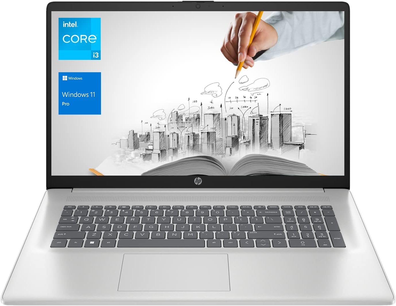 HP 17 Business Laptop, 17.3” HD+ Display, 11th Gen Intel Core i3-1125G4 Processor, 32GB RAM, 1TB SSD, Wi-Fi, HDMI, Webcam, Windows 11 Pro, Silver (Renewed)