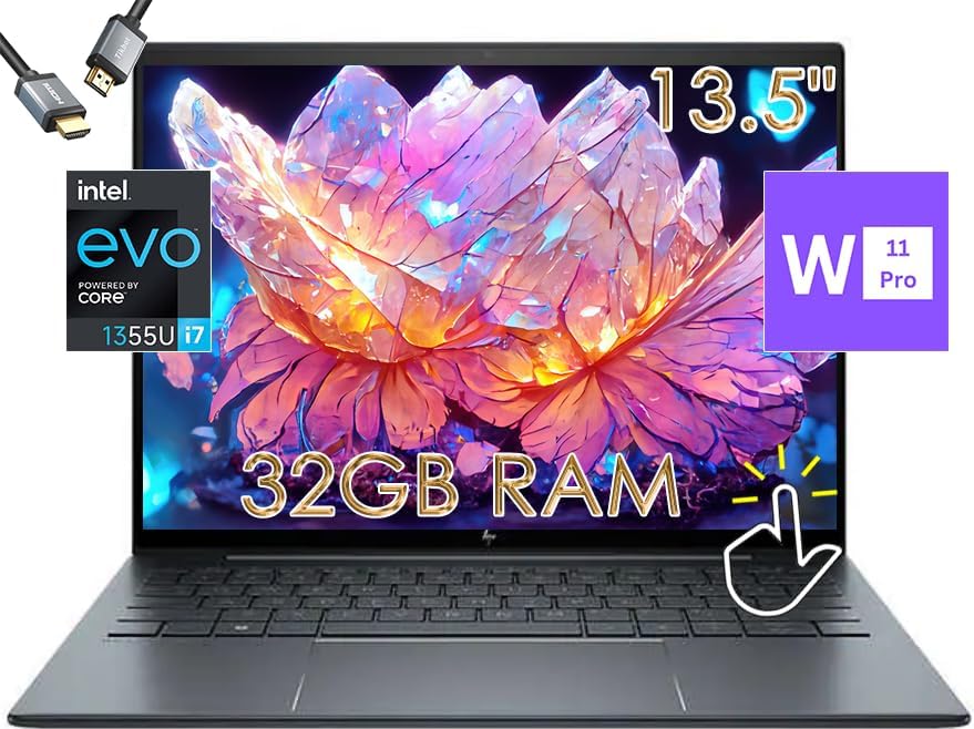 HP Dragonfly G4 13.5" WUXGA 400 Nits Touchscreen Slim & Light Laptop - Intel Evo Core i7-1355U - Thunderbolt4 – Backlit - 32GB - Win11 Pro W/HDMI (32GB RAM |1TB PCIE SSD)(Open Box) (Renewed)