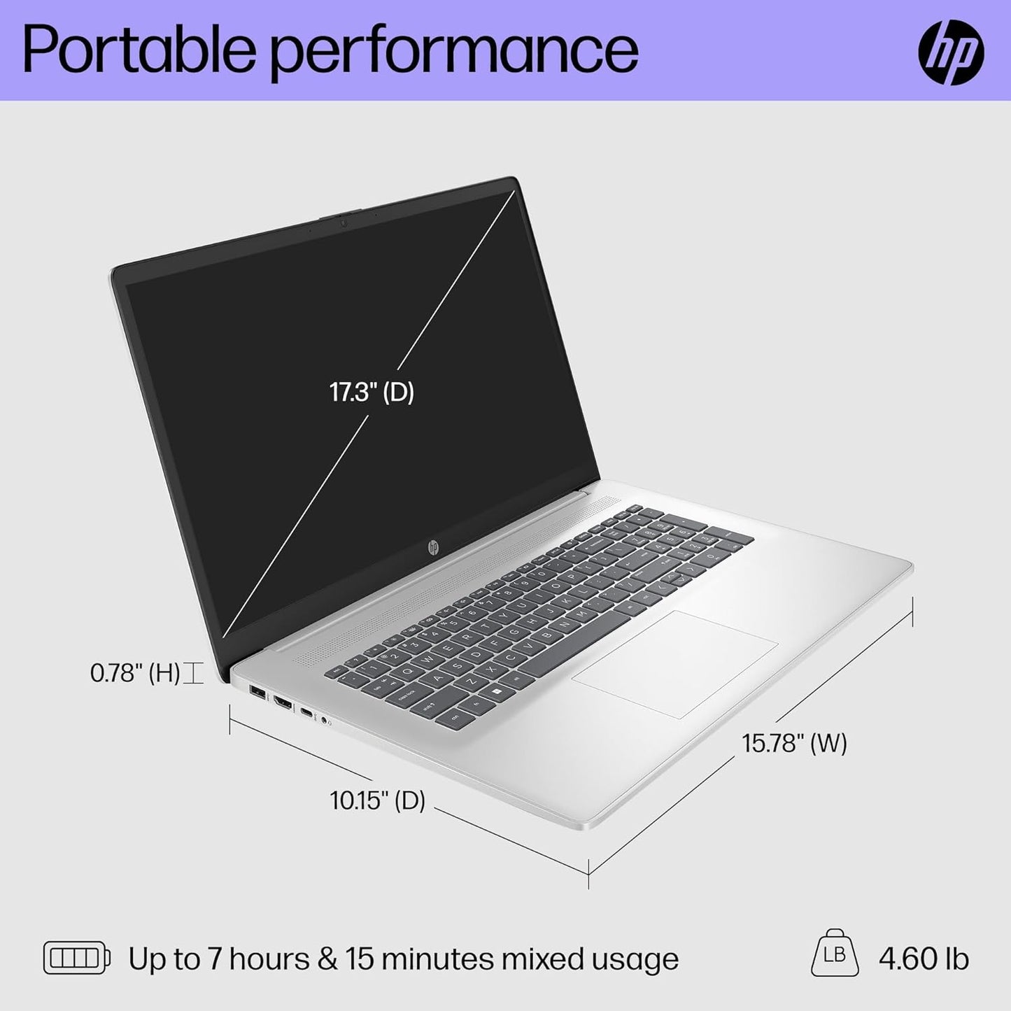 HP 17-CN400 Laptop | 17" 1920x1080 FHD | Core 5-120U - 1TB SSD Hard Drive - 16GB RAM | 10 cores @ 5 GHz Win 11 Pro Black (Renewed)