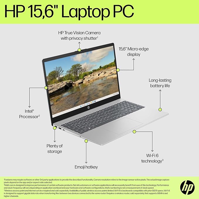 HP Laptop 15-fd1020ne, 15.6" FHD Display, Intel® Core™ Ultra 5-125H, 16GB DDR5 RAM, 512GB SSD, Intel® AI Boost (11 NPU TOPS), Eng/Arb Kb, Windows 11 Home, Natural silver (Open Box)