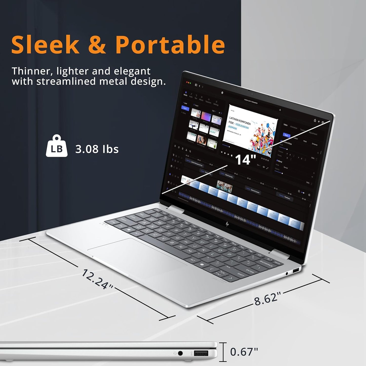 HP Envy x360 2-in-1 14" WUXGA Touchscreen Laptop, AMD Ryzen 7 8840HS, 16GB LPDDR5, 1TB Storage, Backlit KB, Privacy Camera, Wi-Fi 6E, Win 11 Pro, Silver(Open Box)